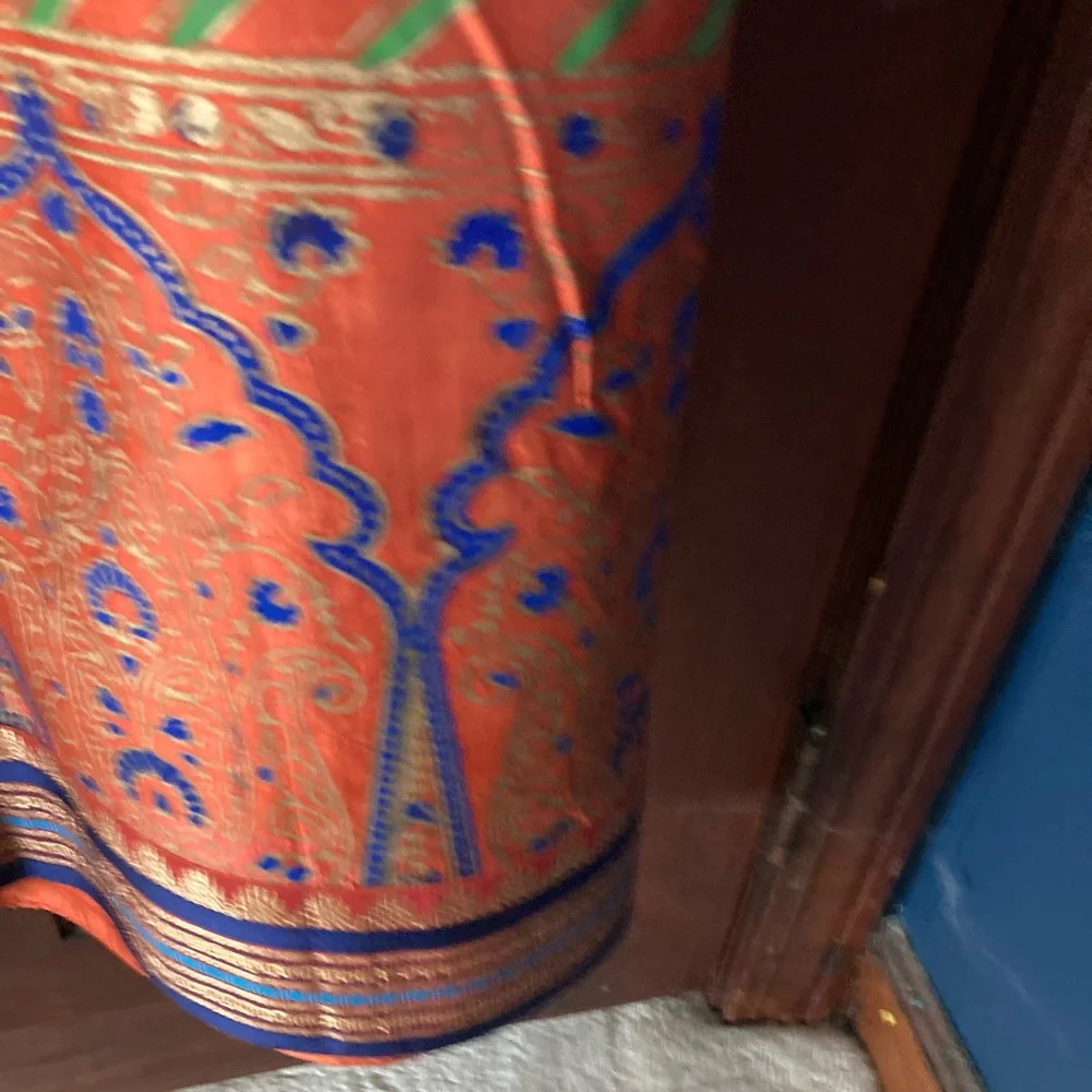 Multicolored Block printed silk stole/dupatta - Picture 8 of 16